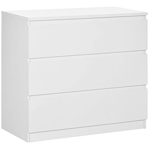 Image of HOMCOM Chest of Drawers, 3-Drawer Storage Organiser Unit for Bedroom, Living Room, 80 x 39 x 73cm, White