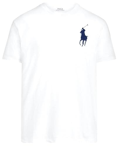 Image of POLO RALPH LAUREN Men's Jersey Cotton Crew Neck T-Shirt, White With Big Pony, Large