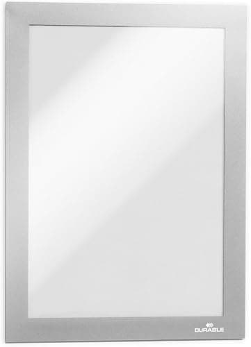 Image of Durable DURAFRAME Self-Adhesive Magnetic Frame | A5 Format In Silver | Pack of 10 Frames | Document Frame for Professional Internal Signage