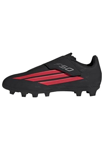 Image of adidas Unisex Kids F50 Club Velcro Firm Ground/Multi Ground Football Boots Kids, core Black/Lucid red/core Black, 3 UK