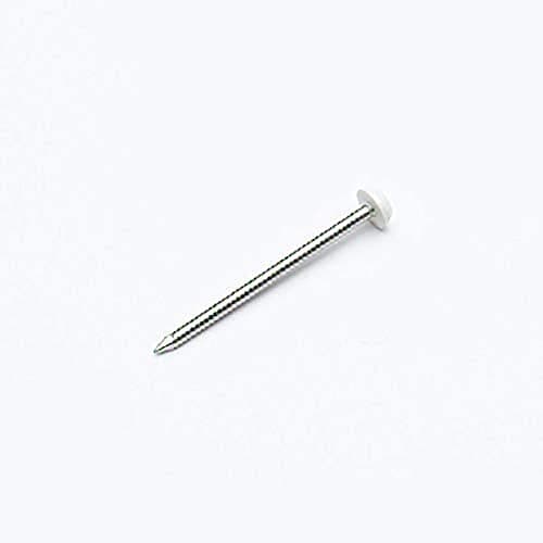 Image of Merriway BH07225 (50 Pcs) uPVC Plastic Poly Top Stainless Steel Nails White 30mm (1.1/4 inch) - Pack of 50 Pieces