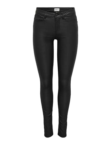 Image of ONLY Women's Anne Mid Waist Coated Noos Skinny Jeans, Black (Black Black), 32W 30L UK