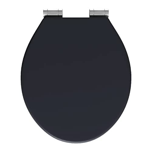 Image of Go Bathrooms Toilet Seat Universal Matt Black Soft Close Easy to Clean Quick Installation Toilet Seat with Comfortable Durable Design Seat Black
