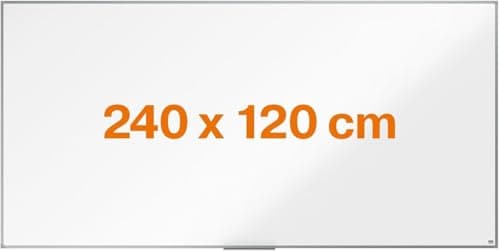 Image of Nobo Amazon Exclusive Steel Magnetic Whiteboard 240x120cm – Dry Wipe Memo Board with Aluminium Frame & Pen Tray, Wall Mounted Magnetic for Office, Home, Classroom Notice Board