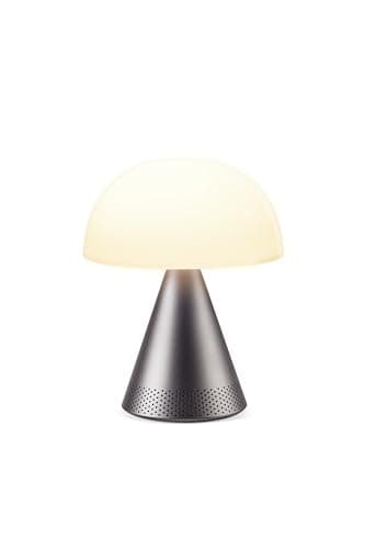 Image of Lexon Mina L Audio 2 in 1 Mushroom Table Lamp and Wireless Bluetooth Speaker, 9 LED Color Mood Lamp for Bedrooms & Living Room & Music Player - Gun Metal