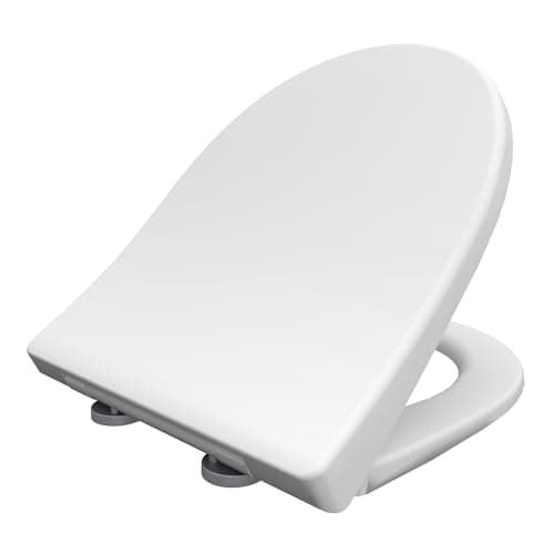 Image of Bemis Click & Clean® D-Shape Toilet Seat with Soft-Close Mechanism, Cleaning with Best Hygiene Thanks to Patented Removal System, Easy Installation from The Top, Antibacterial Plastic, White, D-Shape