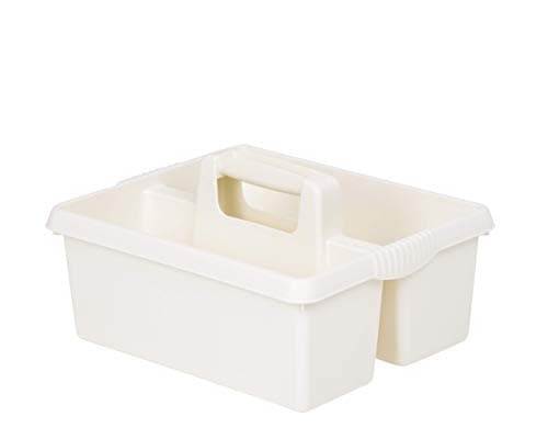 Image of M1SS Heavy Duty Plastic Handy Kitchen Tool Cleaning Tool Box Utility Storage Tidy Organiser Tote Tray Large Strong Cleaners Carry Caddy (Soft Cream)