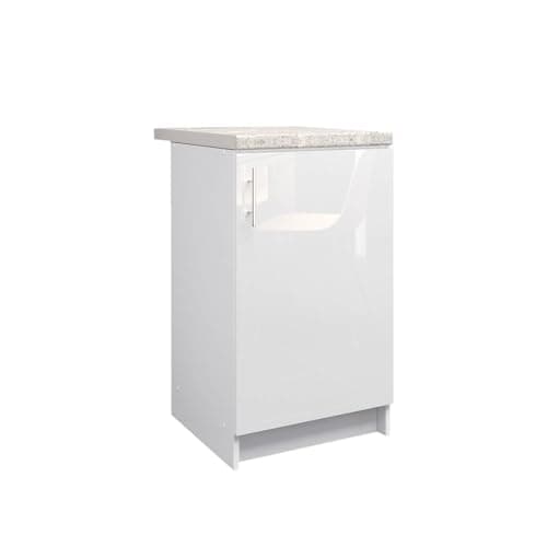 Image of JD Greta Fixed Height 500mm Kitchen Base Cabinet Floor Unit with 38mm Worktop – White Gloss