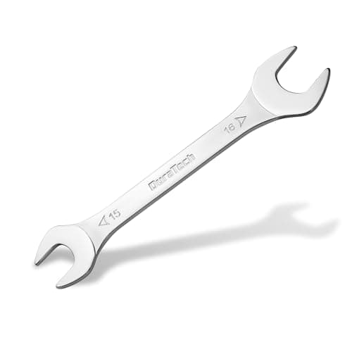 Image of DURATECH Double Open End Spanner 15 x 16 mm, Super Thin Open Ended Wrench, Slim Flat Spanner for Tight & Narrow Spaces, Metric Double End Spanner, Carbon Steel, Mirror Chrome Plated