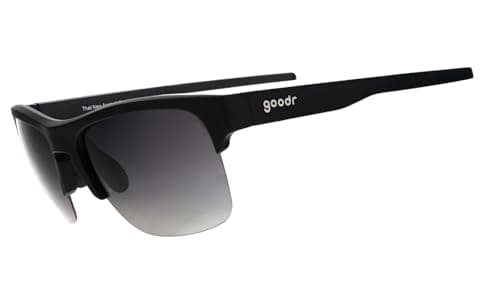 Image of goodr That New Asphalt Smell, Polarised Sunglasses for Men & Woman, Large Sized (Flex G), Black Solid Frame with Black Gradient Lenses, UV400 Protection, No Slip, No Bounce