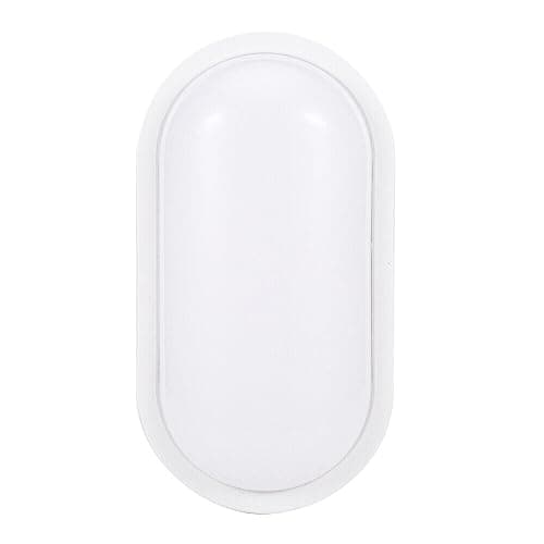 Image of Supertech 24W White Oval LED Bulkhead Light - IP65 Rated Security Wall Light for Outdoor Garden, Garage, Pathways, & Porches – Energy Efficient, Frosted Cover
