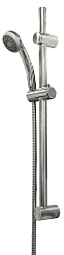 Image of Croydex Amalfi Chrome Shower Head and Hose Set with Riser Rail - Shower Handset with Rub Clean Nozzles, 1.5m Shower Hose & Adjustable Holder, 665mm Riser Rail for All Shower Types and Soap Dish