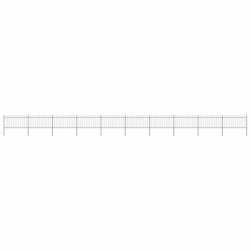 Image of vidaXL Garden Fence with Spear Top Steel 1781.5x100 cm Black