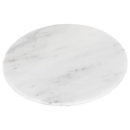 Image of Argon Tableware Marble Chopping Board - 30cm - White - Round Cutting Board Solid Worktop Protector Mat Serving Platter for Slicing Vegetables, Cutting Meat, Meal Preparation