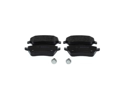 Image of Bosch BP936 - Brake Pads Car Front Axle - Bosch Quality - Reduced Noise and Dust - ECE-R90 Certified - Copper-Free - 1 Set of 4 Pads - With Accessories