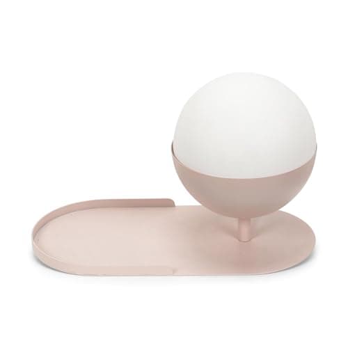 Image of ValueLights | Blush Pink Metal Plug in Wall Light Shelf Lamp with Glass Globe Lampshade | Wall Lamps & Sconces, Home Décor & Improvement Essential | Includes Bulb [3000K Warm White]