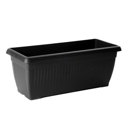 Image of B2C Balcony box Trough Plant Pot Plastic Bel Garden Patio Planter Terra 60 70 80cm Rectangle Classic Terracotta Anthracite Long Flower Pot (Anthracite, 70cm)