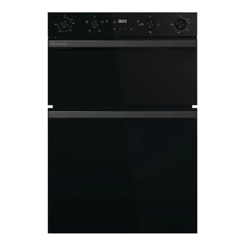 Image of Hisense Built-In Double Electric Oven, 88.5 x 59.5 x 57.5 cm, Black, LED Display, Touch and Rotary Controls, Air Fry Mode, A/A Energy Rating
