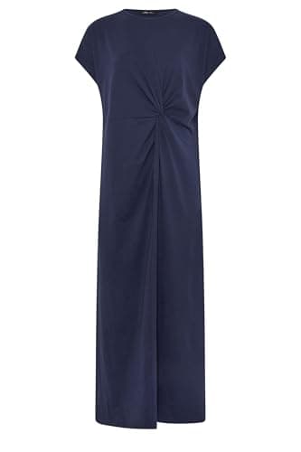 Image of Long Tall Sally - LTS Tall Blue Twist Cotton Midi Dress - Women's