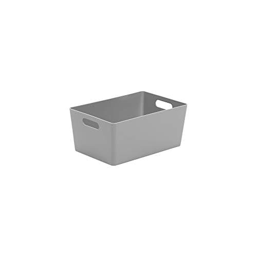 Image of Wham Bam 4.02 Cool Grey Plastic Studio Storage Baskets Office Home & Kitchen Tidy Organiser 25.5 x 17 x 11cm (1 Basket)