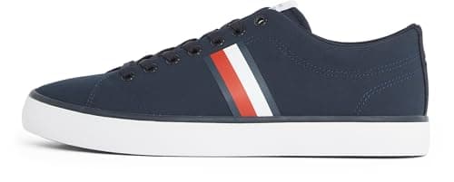 Image of Tommy Hilfiger Men’s Core Stripes Mesh Low Top Vulcanised Trainers, Blue (Desert Sky), 6.5