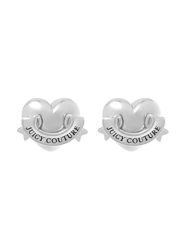 Image of Juicy Couture Icon Heart Stud Earrings for Women (Silver)