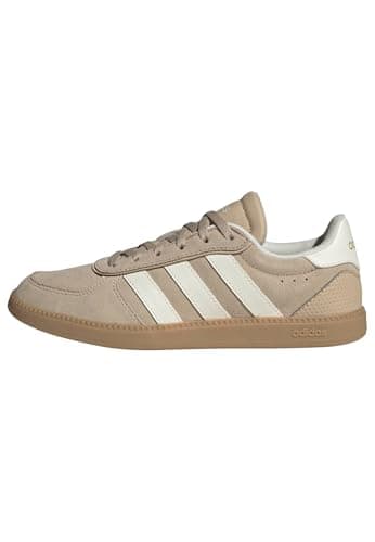 Image of adidas Unisex Kids BREAKNET Sleek Shoes Junior, Magic Beige/Off White/Gum 3, 5 UK