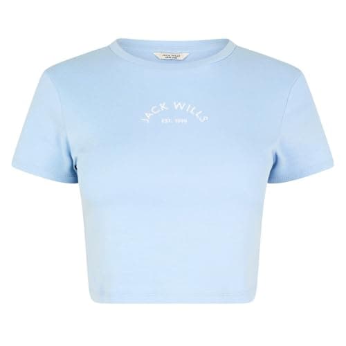 Image of Jack Wills Womens Cropped Baby T-Shirt Soft Blue 6