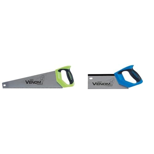 Image of Draper Venom 500mm 8PPI First Fix Double Ground Tool Box Wood Hand Saw - 50cm Blade & 82199 Venom Double Ground 12PPI Tenon Saw, 250 mm Blade Length,Blue