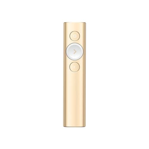 Image of Logitech Spotlight Wireless Presentation Remote, 2.4 GHz and Bluetooth, USB-Receiver, Digital Laser Pointer, 30-Meter Operating Range, Dual Connectivity, Timer, PC/Mac/Android/iOS - Gold/White