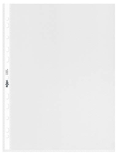 Image of Rexel Ecodesk A4 Punched Pockets, Pack of 30, 100% Recyclable, Eco friendly, Embossed mat surface, 2102242, Clear, Black