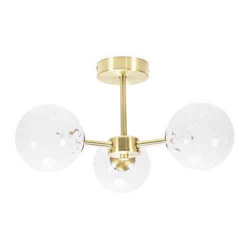 Image of ValueLights | Gold 3 Way Flush Ceiling Light Fitting with White Confetti Glass Lampshades | Close-to-Ceiling Lights, Home Décor & Improvement Essential | Mains Wired