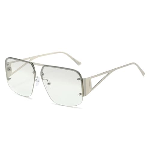 Image of Sibeg Vintage Rimless Women Sunglasses 2024 New Trending Punk Candy Color Sun Glasses Female Shades UV400 Gradient Eyewear(Color:Silver)