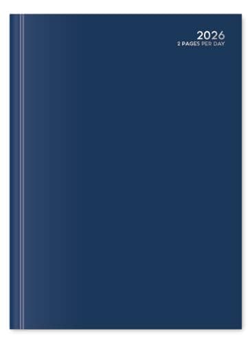 Image of BG (2892) A4 2-Pages Per Day Hardback Planner Diary Organiser 2026, Choose Your Classic Colour (Navy)