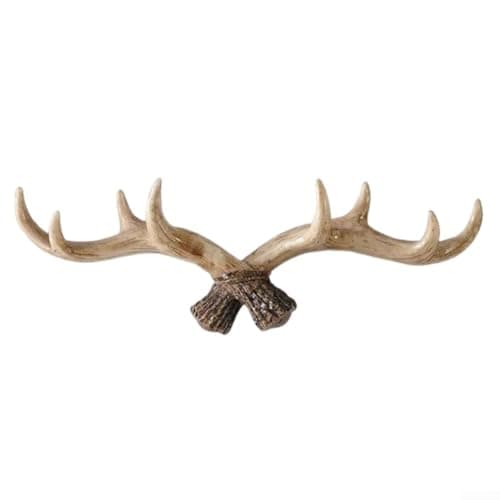 Image of Rustic Resin Antler Statue, Vintage Deer Horn Wall Hanging Decor, Nordic Design (light color)