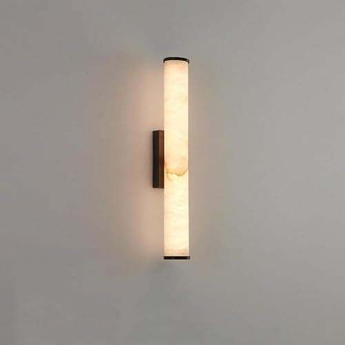 Image of BCLYERBJ Wall Light Sconce Spanish Natural Marble Wall Sconces Strip Alabaster Wall Lighting All Copper Indoor Sconce Wall Lamps for Bedroom Staircase Living Room Corridor(Dark,Medium)