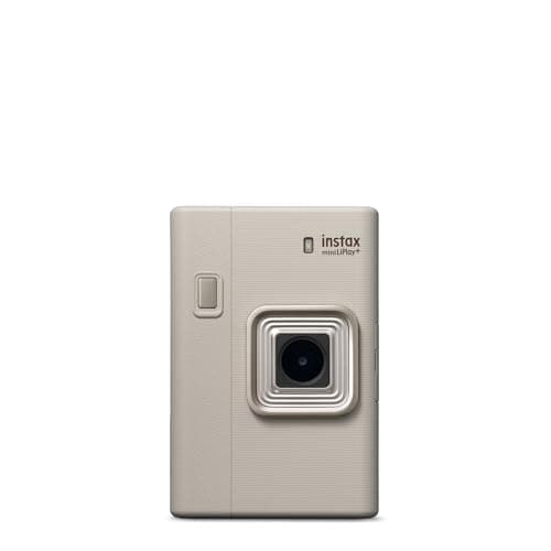 Image of instax mini LiPlay+ Hybrid digital instant film camera and photo printer, with rear 6 x 4 cm LCD screen, sound recording capabilities, Dual cameras - main and wide-angle selfie, Sand Beige