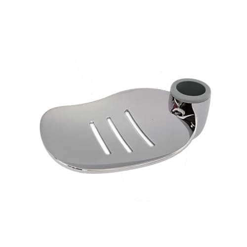 Image of ECOSPA Large Chrome Plated ABS Soap Dish with drainage slots that fits onto 25mm Shower Riser Rails - Perfect replacement or a handy addition to your shower.