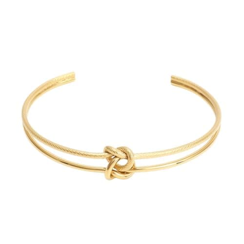 Image of Muorruo Gold Knot Bracelets for Women, Delicate 18 Carat Gold Plated Open Love Knot Bangles, trendy, customisable, adjustable, ideal Christmas present