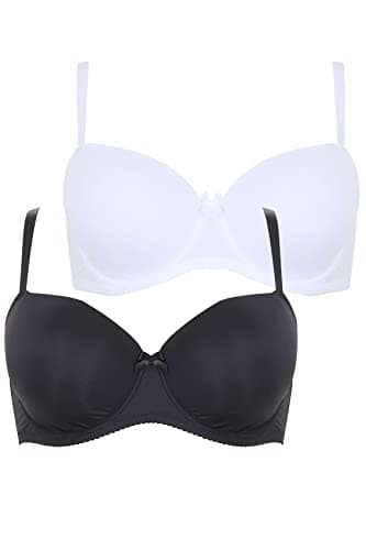 Image of Yourset 2 Pack Curve White & Black Moulded Underwired T-Shirt Bras - Women's - Plus Size Curve