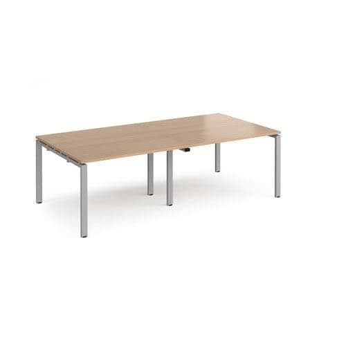 Image of Office Monster Murray rectangular boardroom table 2400mm x 1200mm - silver frame, beech top