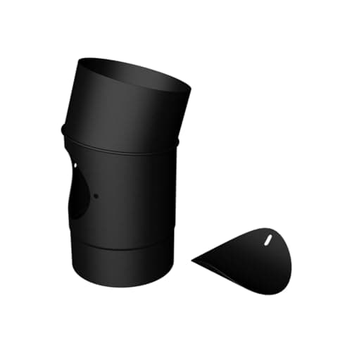Image of 5" 15 Degree Bend Matt Black Stove Flue Pipe With Door (Trade Price Flues)