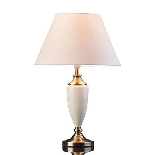 Image of Lighting Supermarket Malham Large Classic Ceramic Table Lamp with Matching Shade (Cream & Antque Brass - Cream Empire Shade)