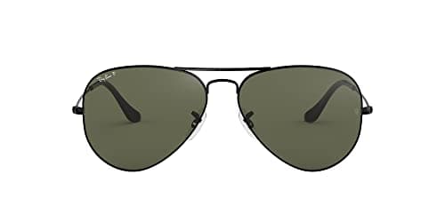 Image of Ray-Ban Unisex Aviator Sunglasses, Black, 58 mm UK