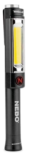 Image of NEBO Big Larry 2 - 500 Lumen Torch with COB Work Light - Pocket Clip Magnetic Base for Hands-Free Lighting - Portable COB LED Dimmable Flashlight - Hazard Light-Red (Steel Grey)