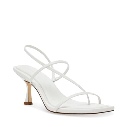 Image of Steve Madden Women's Locke Heeled Sandal, White Leather, 5.5 UK