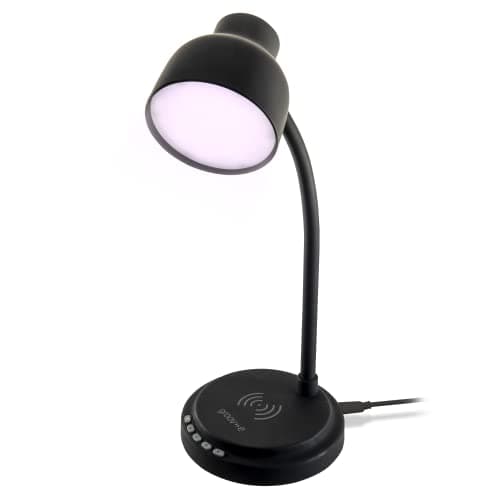 Image of groov e Astra LED Lamp - Touch Control Desk Light with Built-in Wireless Charger, & Bluetooth Speaker - 9 LED Colour Modes for Mood Lighting - Type-C USB Powered - Black