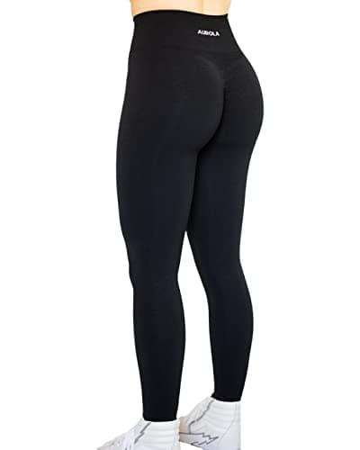 Image of AUROLA Workout Leggings for Women Seamless Tummy Control Gym Fitness Sports Active Yoga Pants, Black, M
