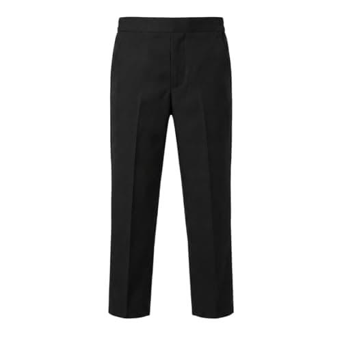 Image of IMFAA Kids School Uniform Trousers/Pants –Pull-On Adjustable Elastic Waist - Grey & Black - No Zip or Hook (UK, Age, 12-13Y, Black P-1)