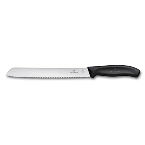 Image of Victorinox Swiss Classic, Professional Bread Knife, Extra Sharp Blade, Serrated Edge, 21 cm, Robust Plastic Handle, Stainless Steel, Black
